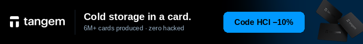 Tangem — cold storage in a card. Code HCI −10%